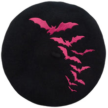Load image into Gallery viewer, Pink Bat Flock Black Beret