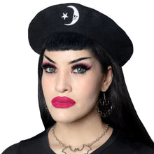 Load image into Gallery viewer, Crescent Moon Skull Profile Beret