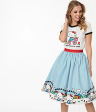 Load image into Gallery viewer, Hello Kitty Little Town Border Print Swing Skirt