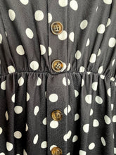 Load image into Gallery viewer, Black and White Polka Dot Print Button Down Sun Dress