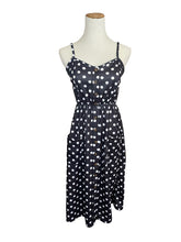Load image into Gallery viewer, Black and White Polka Dot Print Button Down Sun Dress