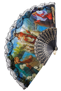 Religious Lace Trim Hand Fan- More Styles Available!