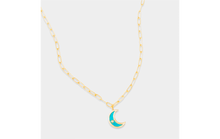 Load image into Gallery viewer, Dainty Turquoise Enamel Moon on Paperclip Chain - More Styles Available!