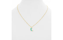 Load image into Gallery viewer, Dainty Turquoise Enamel Moon on Paperclip Chain - More Styles Available!