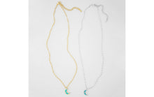 Load image into Gallery viewer, Dainty Turquoise Enamel Moon on Paperclip Chain - More Styles Available!