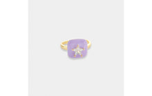 Load image into Gallery viewer, Star Crystal Embedded Rounded Square Enamel Signet Adjustable Ring- More Colors Available!