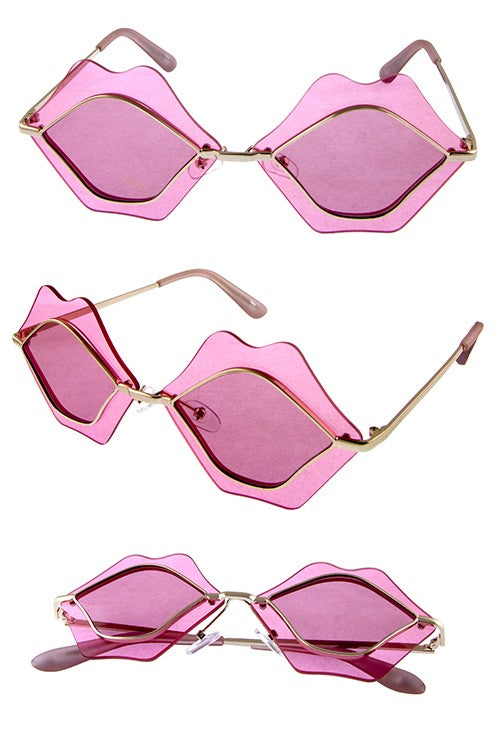 Pink Lips Sunglasses Pink Crystal Clear Lips Sunglasses – Pink House Boutique main image 3