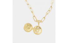 Load image into Gallery viewer, Moon and Starburst Locket on Paperclip Chain