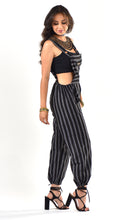 Load image into Gallery viewer, Black Striped Overalls