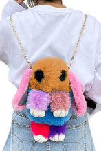 Load image into Gallery viewer, Vibrant Color Block OOAK Faux Fur Bunny Rabbit Plush Purse
