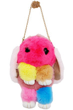 Load image into Gallery viewer, Vibrant Color Block OOAK Faux Fur Bunny Rabbit Plush Purse