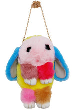 Load image into Gallery viewer, Vibrant Color Block OOAK Faux Fur Bunny Rabbit Plush Purse