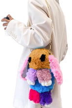 Load image into Gallery viewer, Vibrant Color Block OOAK Faux Fur Bunny Rabbit Plush Purse