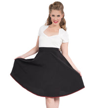 Load image into Gallery viewer, Peggie Black Swing Skirt with Red Trim
