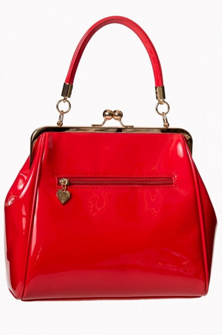 Red Classic Retro Bow Kisslock Handbag - Main Image