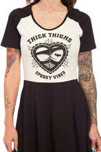 Load image into Gallery viewer, "Thick Thighs, Spooky Vibes" Raglan Skater Dress
