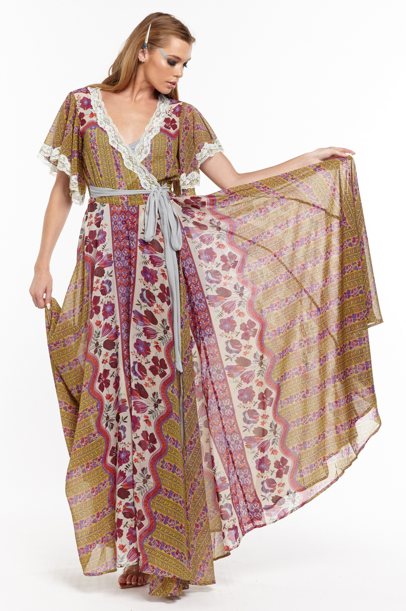 fitted lace wedding dress Mustard and Fuchsia Floral Safari Babe Maxi Dress – Pink House Boutique