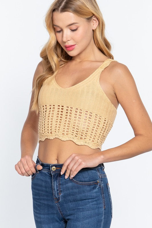 yellow crochet crop top