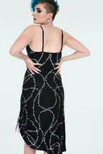 Load image into Gallery viewer, Black Thorn Print Slip Dress with Side Adjuster