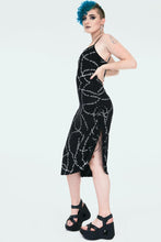 Load image into Gallery viewer, Black Thorn Print Slip Dress with Side Adjuster
