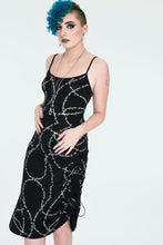 Load image into Gallery viewer, Black Thorn Print Slip Dress with Side Adjuster