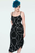 Load image into Gallery viewer, Black Thorn Print Slip Dress with Side Adjuster