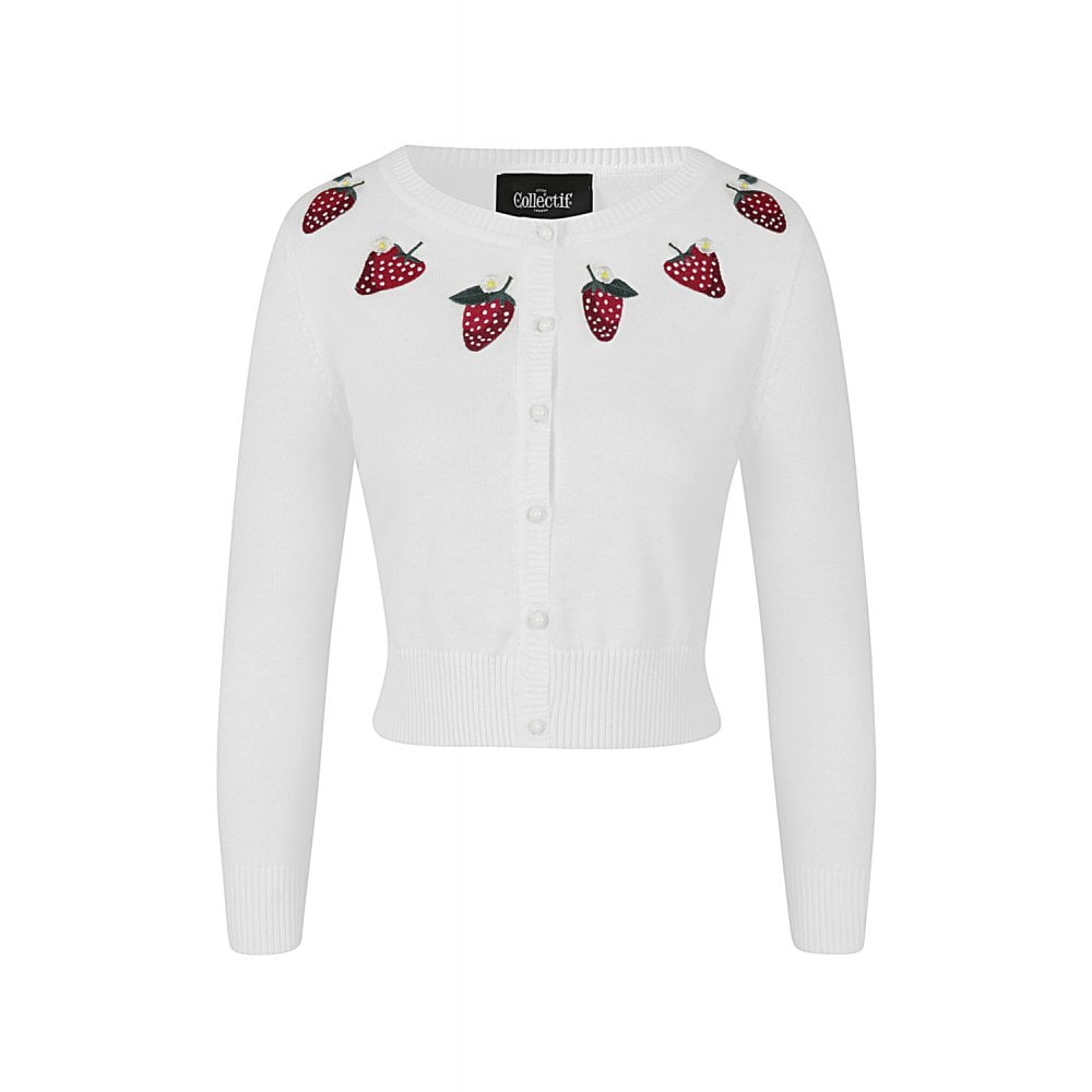 embroidered white strawberry cardigan