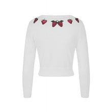 Load image into Gallery viewer, white embroidered strawberry cardigan
