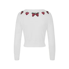Load image into Gallery viewer, white embroidered strawberry cardigan