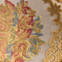 Load image into Gallery viewer, Vintage Tan Wood Arm Chair with Gold Velvet Cushions