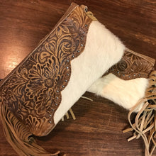 Load image into Gallery viewer, Tan Mini Leather Fringe Zip Top Purse