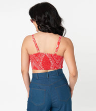 Load image into Gallery viewer, Red Bandana Print Chessie Crop Top