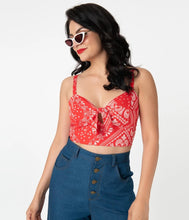 Load image into Gallery viewer, Red Bandana Print Chessie Crop Top