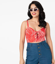 Load image into Gallery viewer, Red Bandana Print Chessie Crop Top