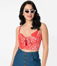 Load image into Gallery viewer, Red Bandana Print Chessie Crop Top