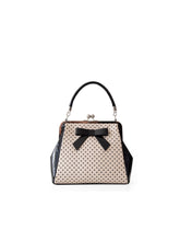 Load image into Gallery viewer, Blush and Black Polka Dot Bow Kisslock Purse