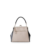 Load image into Gallery viewer, Blush and Black Polka Dot Bow Kisslock Purse