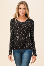 Load image into Gallery viewer, Black Ditsy Flower Thermal Long Sleeve Top