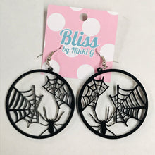 Load image into Gallery viewer, Spider in Web Acrylic Statement Earrings
