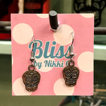 Load image into Gallery viewer, Bitty Sugar Skull Charm Earrings
