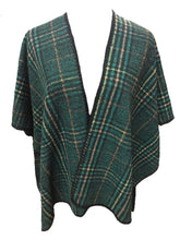 Load image into Gallery viewer, Green Plaid Print Oversized Poncho with Stitched Edges
