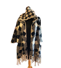 Load image into Gallery viewer, Hooded Black and White Check Cardigan