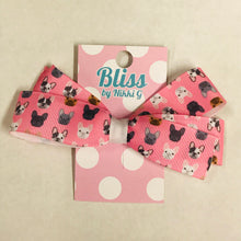 Load image into Gallery viewer, Pink Frenchies Mini Hand Made Hair Bow