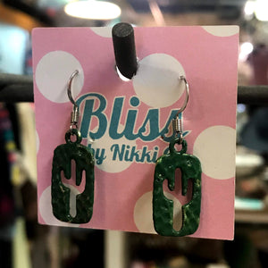 Punched Out Cactus Charm Earrings