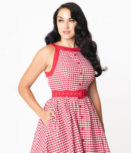 Load image into Gallery viewer, Red and White Gingham Maxine Swing Dress