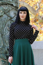 Load image into Gallery viewer, Black and White Polka Dot Long Sleeve Mock Neck Top