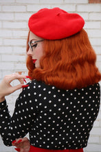Load image into Gallery viewer, Black and White Polka Dot Long Sleeve Mock Neck Top