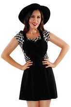 Load image into Gallery viewer, Black and White Checkered Boat Neck Top