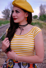 Load image into Gallery viewer, Mustard and White Stripe Boat Neck Top