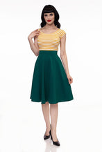 Load image into Gallery viewer, Mustard and White Stripe Boat Neck Top